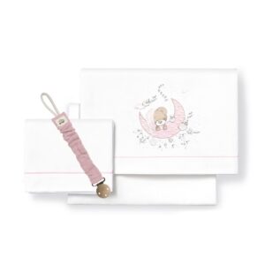 Mama Pato, tienda online de productos para bebés - Sabanas Interbaby Osita Rosa 3pcs + Chupetero Rosa