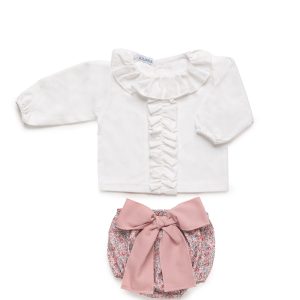 CONJUNTO CAMISA VOLANTES BRAGA FLORECITAS 24 M